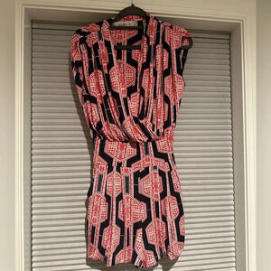 Red, white, and blue patterned romper C-10